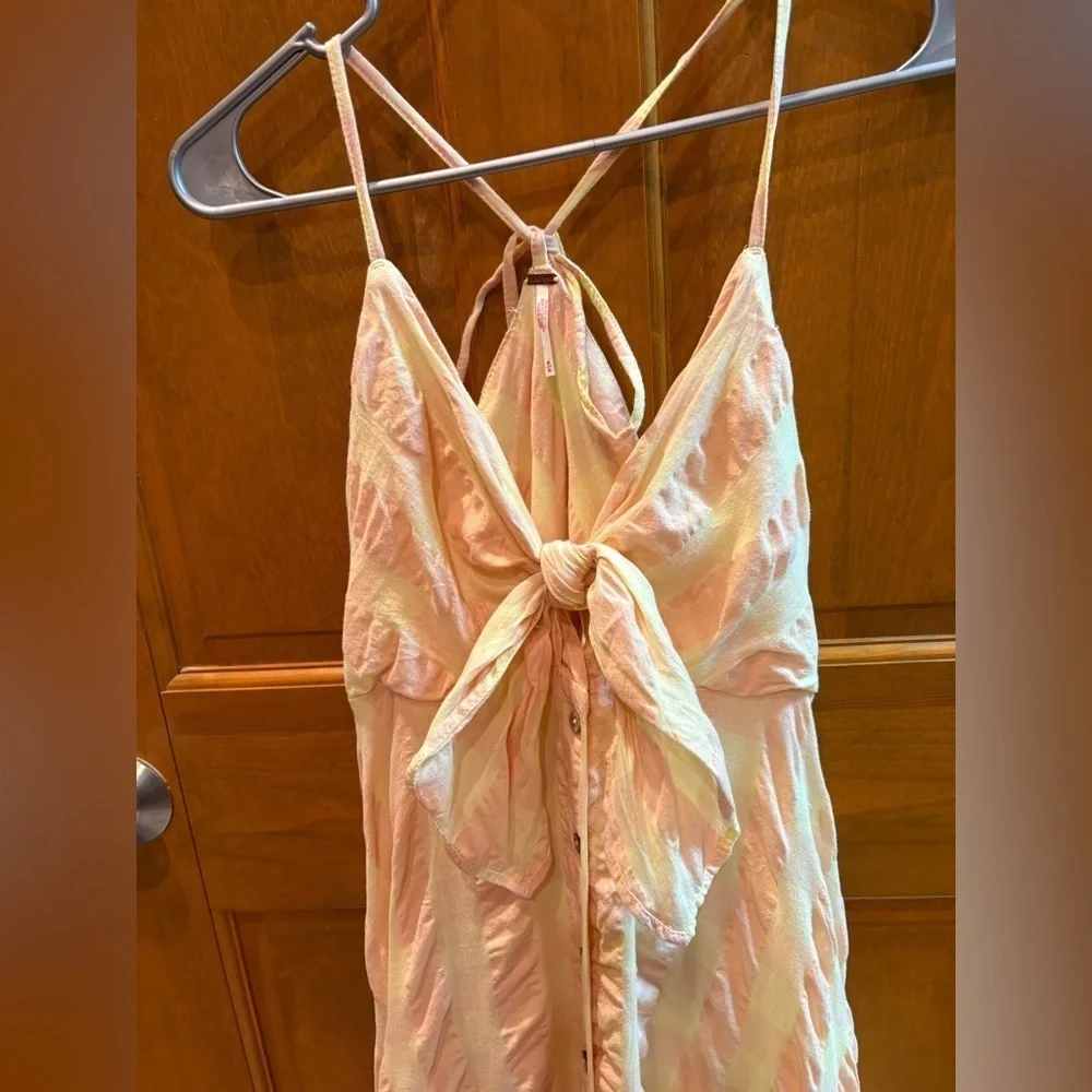 Free People Via Midi Dress Size Medium Creamsicle Combo Everly 100% Cotton
